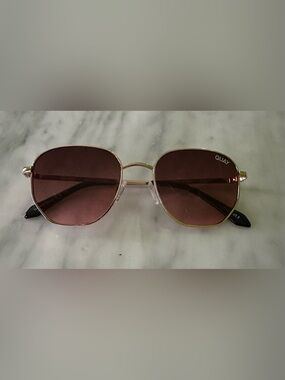 Quay Australia Gold Frame Sunglasses with Brown Lenses